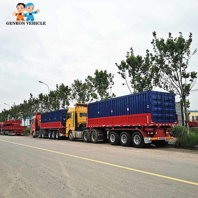 Genron Heavy Duty With Air Suspension 3 Axles Dumping Semitrailer For Transporting 40FT / 20FT Containers