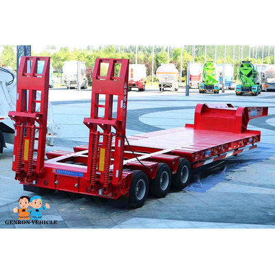 16 Wheeler Red 13T FUWA Axle 12M 80t Low Bed Truck Trailer
