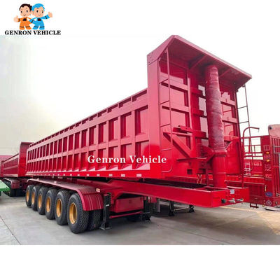 5/6 Axles 80-100 Tons Q235 Steel Dump Trailer With Lifting Transport Copper