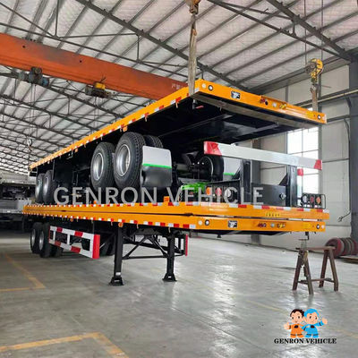 40-60 Tons 2 Axles Flatbed Semi Trailer For Transport Containers