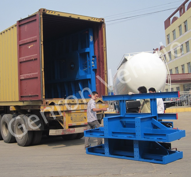 3 Axles Flatbed Cargo 20ft 40ft Container Trailer Mechanical / Air ...